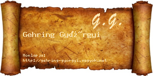 Gehring Györgyi névjegykártya